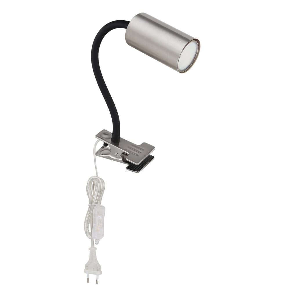 Schwarze Klemmleuchte Robby mit Nickel Globo 9007371430888