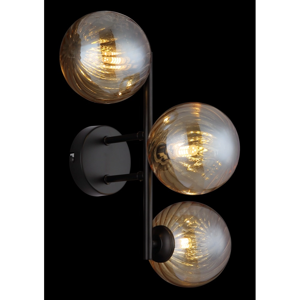 Schwarze Wandlampe Conor mit Bernsteinglas Globo 9007371515189
