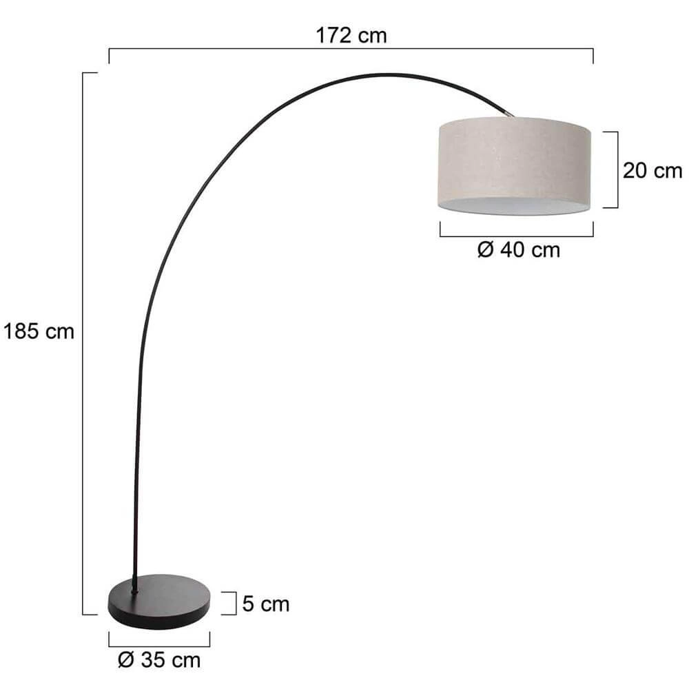 Bogenlampe Solva schwarz mit grauer Kapuze Steinhauer 8712746174724