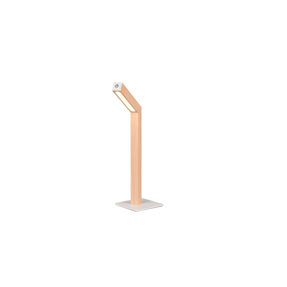 Design-Tischleuchte Skip wiederaufladbar weiß mit Holz Trio 4017807643503