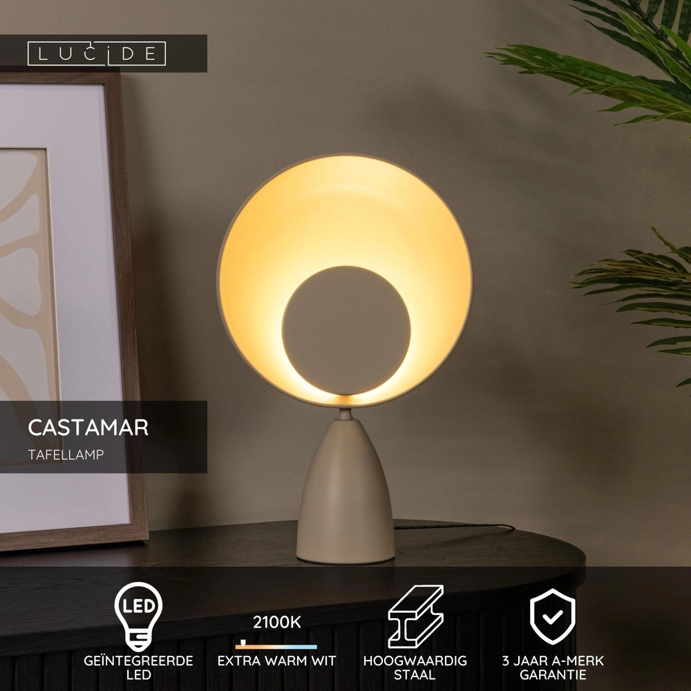 Design-Tischlampe Castamar Ø 25,5 cm sandbraun Lucide 5411212345844