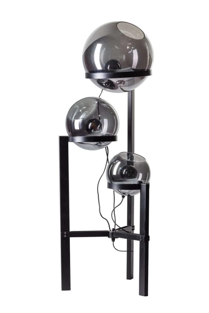 Glas Stehlampe Orb 3 Lichtschwarz mit Spiegelglas
