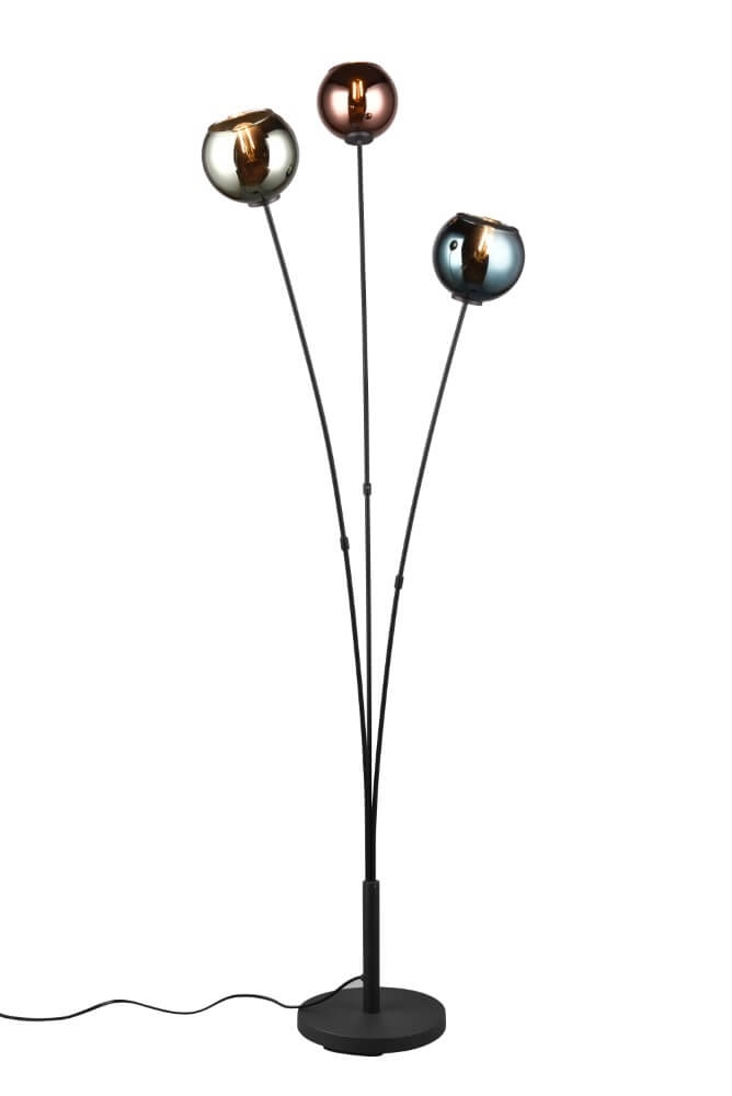 Design-Stehlampe Sheldon schwarz mit Rauchglas Trio 4017807585261