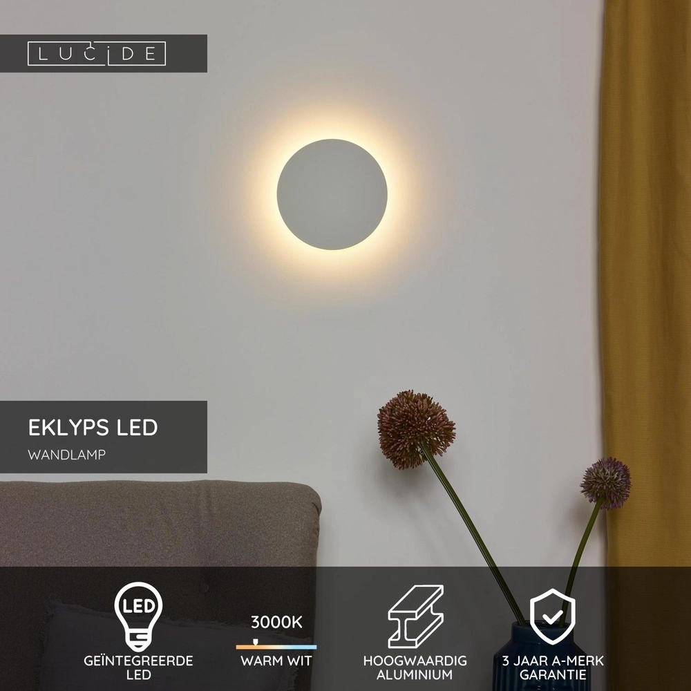 Design-Wandlampe Eklyps Led Ø 15 cm weiß Lucide 5411212460257