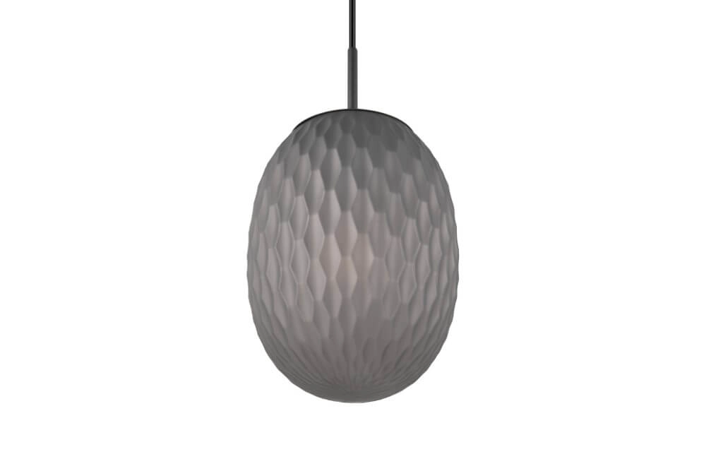Hängelampe aus Glas Facette mit geripptem Rauchglas Trio 4017807616828