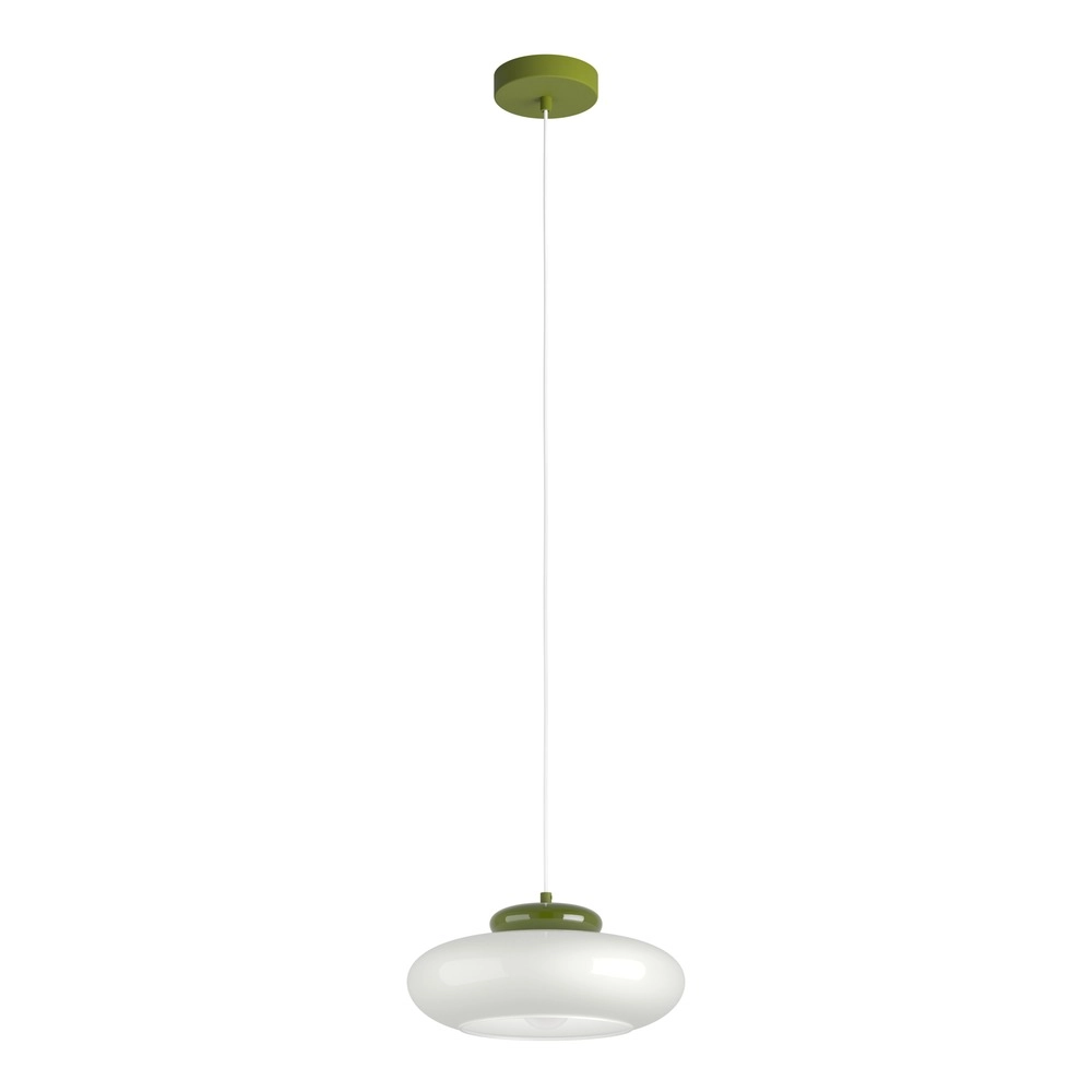 Design-Pendellampe Berardelli weiß mit grünem Ø 32 cm