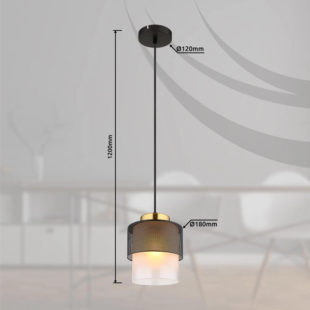 Pendelleuchte Olga 1-hell schwarz mit Mesh Globo 9007371452484