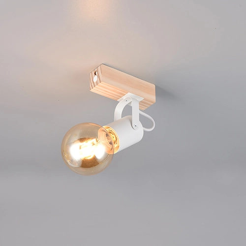 Deckenlampe Lynar Weiß mit Holz