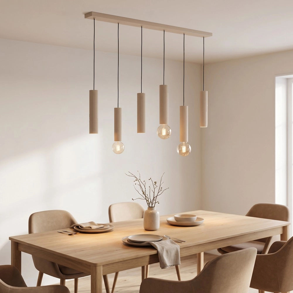 Design-Pendellampe Fariolo 6-helles sandbraunes geradeaus Eglo 9008606391646