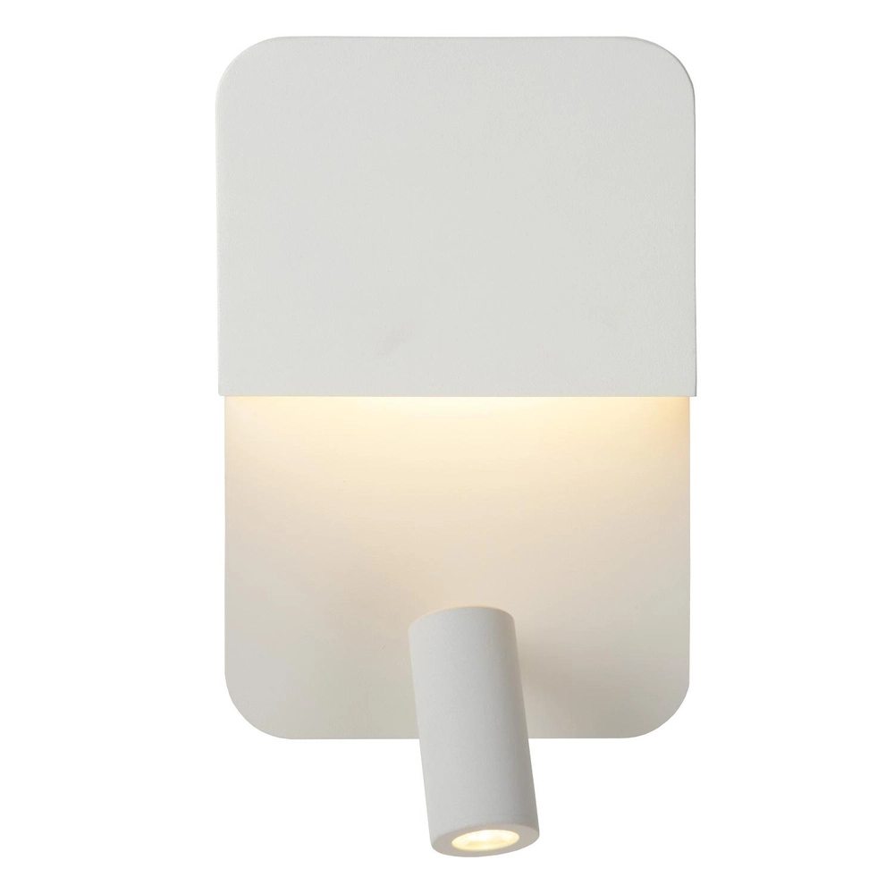 Nachttischlampe Boxer Weiß mit USB-Ladepunkt Lucide 5411212791542