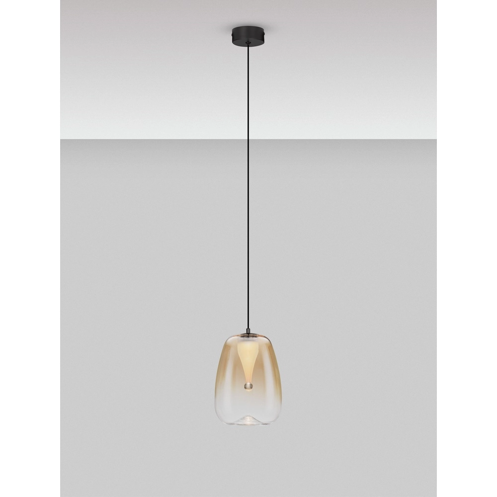 Design-Pendelleuchte Oblo 1-flammiges Braunglas Lyora 5212017474094