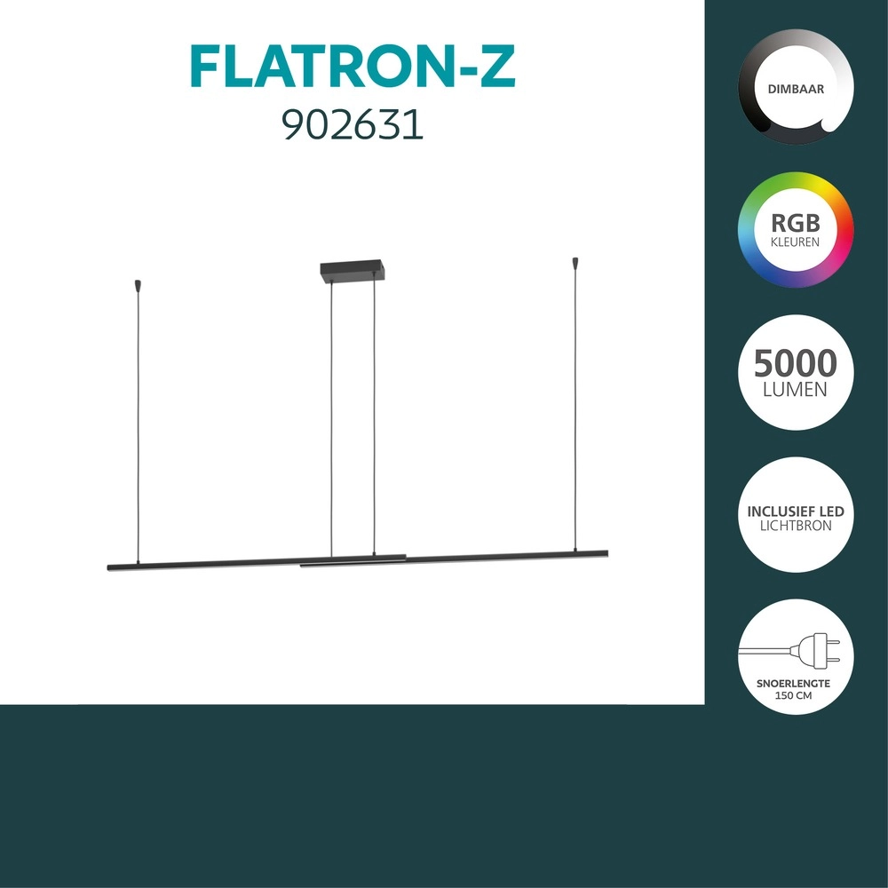 Intelligente Pendellampe Flatron-Z Schwarz 150 cm Eglo 9008606390564