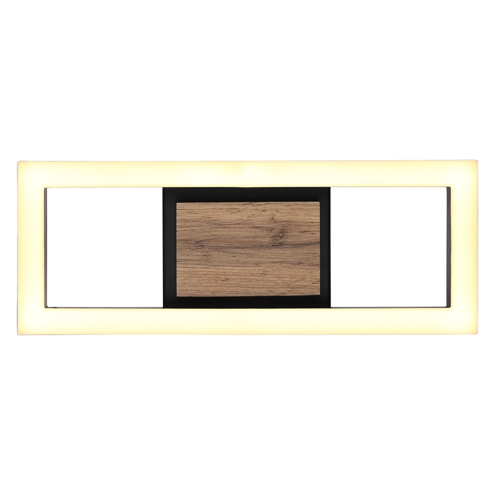 Deckenlampe Beatrix Rechteck schwarz mit Holz Globo 9007371454402