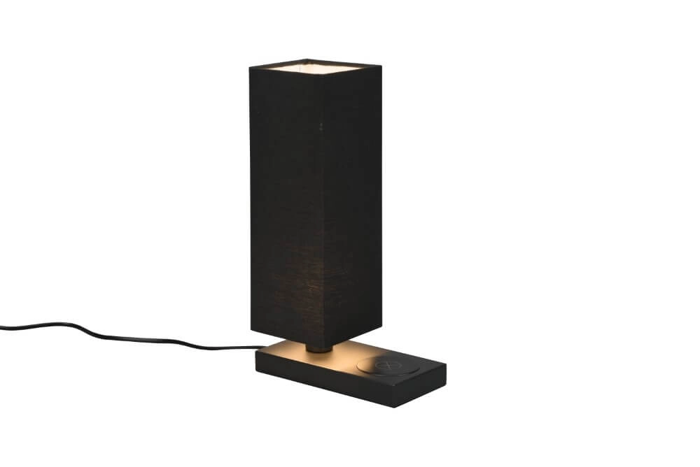 Schwarze Tischlampe Haley mit Qi-Ladegerät