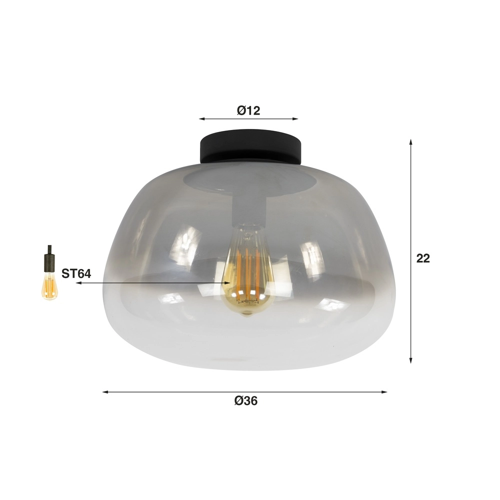 Glasdeckenlampe Pulse Ø 36cm – Rauchglas Lyora 8716803512047
