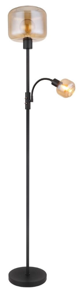 Schwarze Stehlampe Giuseppe Bernsteinfarbenes Glas Globo 9007371441228