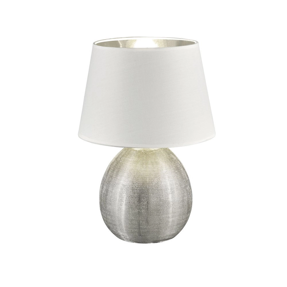 Tischlampe Luxor 35 cm Silber mit Weiß
