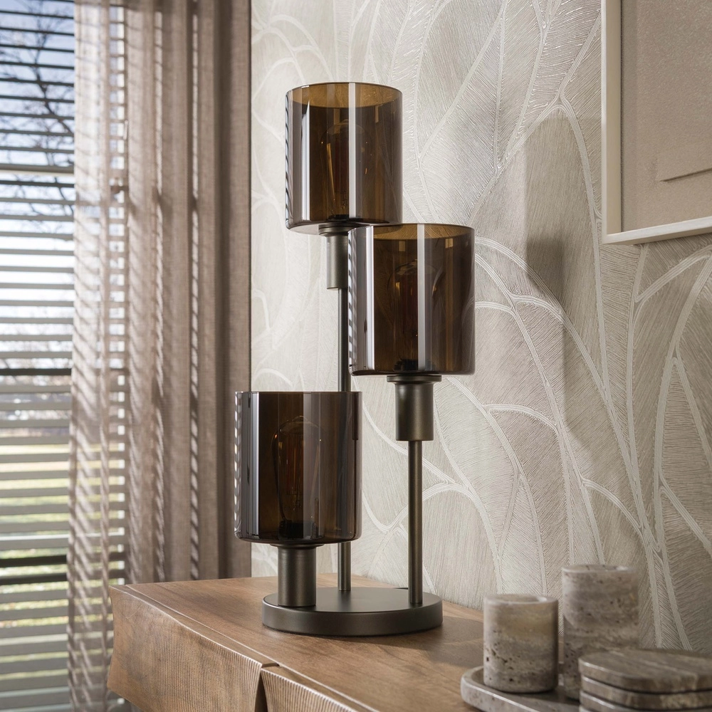 Design-Tischlampe Sepiora 3-helles Sienabraun Lyora 8716803515321