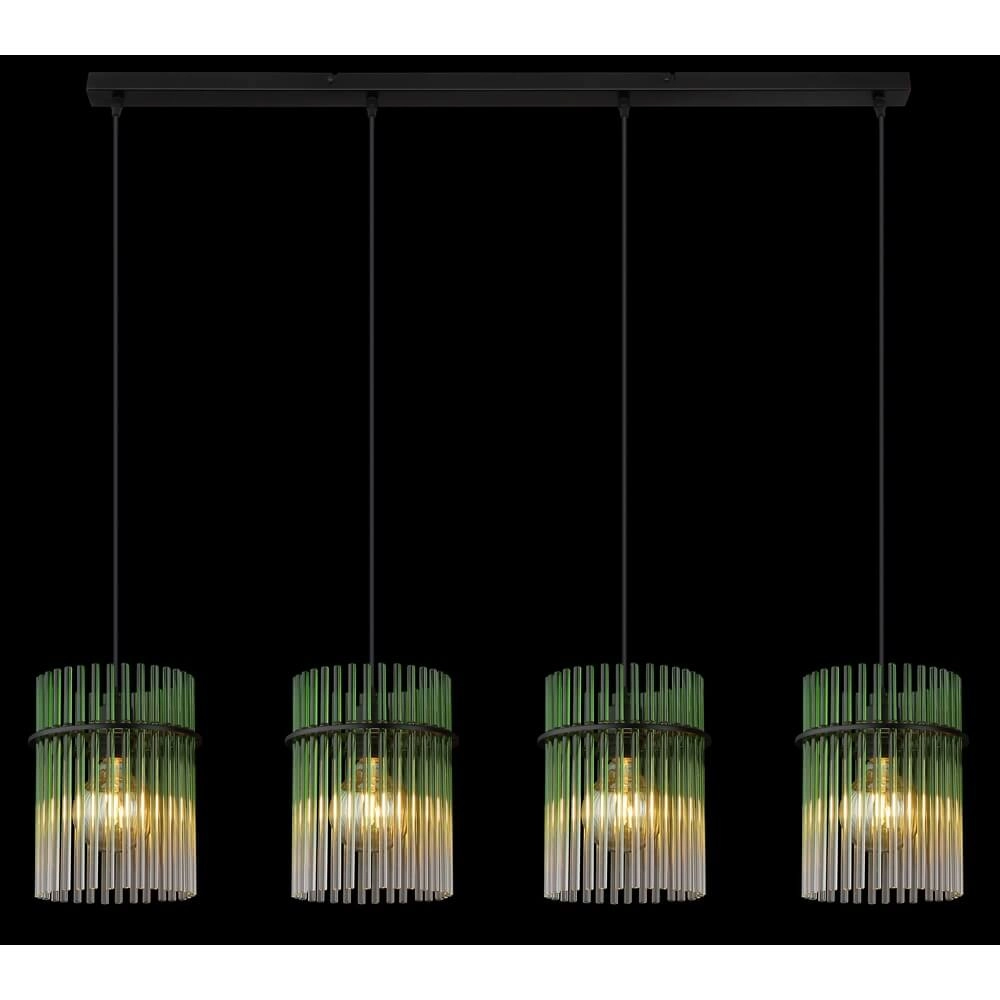 Schwarze Pendelleuchte Gorley mit grünem Glas 4-flammig Globo 9007371465989