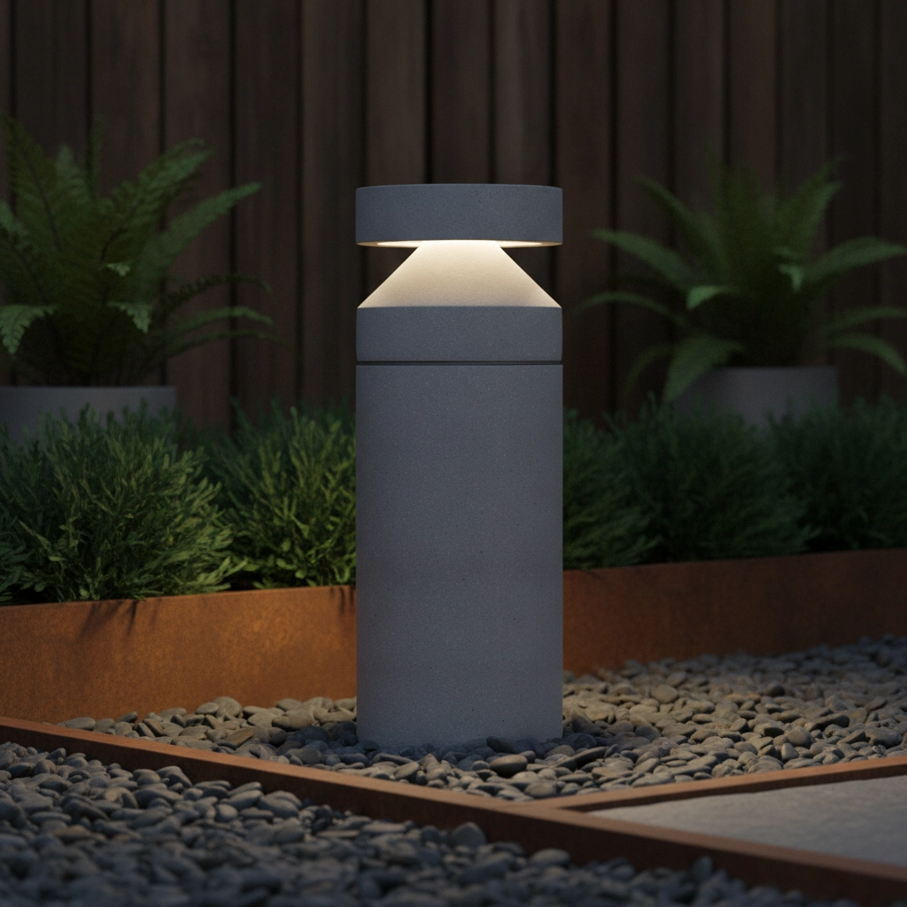 Schlanke Gartenleuchte Navy Beton grau 54,5cm