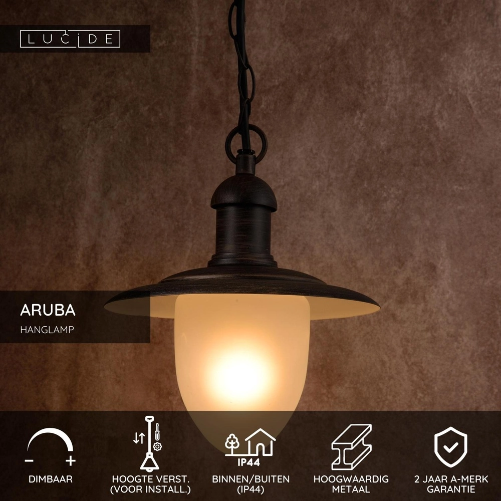Land-Pendellampe Aruba rostbraun Ø 25cm IP44 Lucide 5411212113511