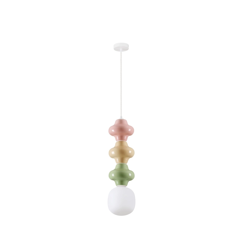 Pendelleuchte Clio L weißes Glas mit farbiger Keramik Lyora 5212017461315