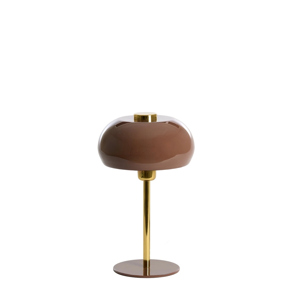 Tischlampe Surin Ø 22 cm – glänzend dunkelbraun mit Gold