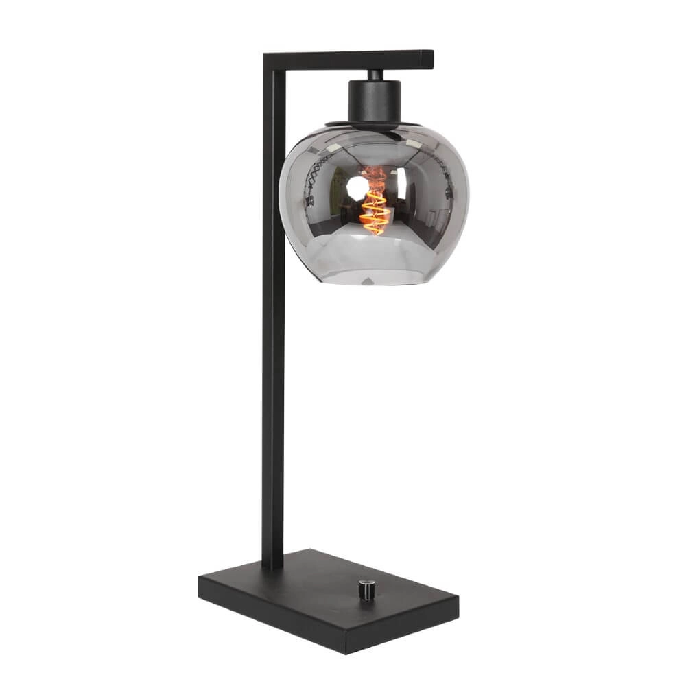 Schwarze Tischlampe Lotus mit Rauchglas Steinhauer 8712746167702