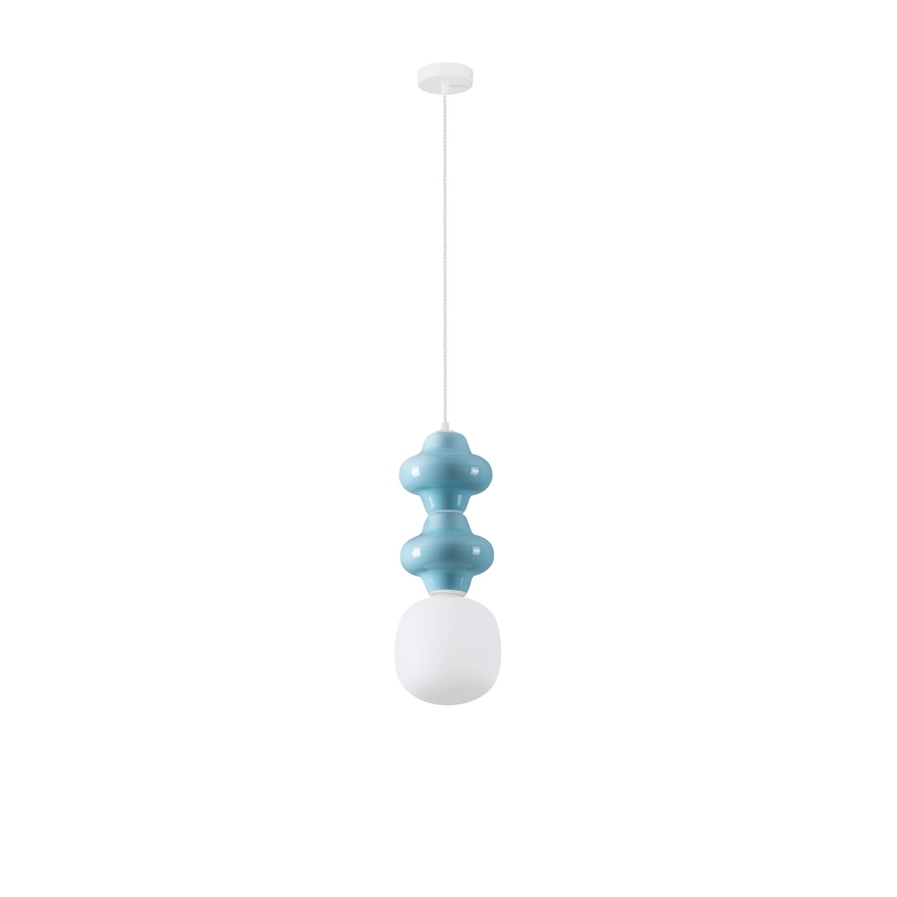 Pendelleuchte Clio M blaue Kerämie mit weißem Glas Lyora 5212017461254