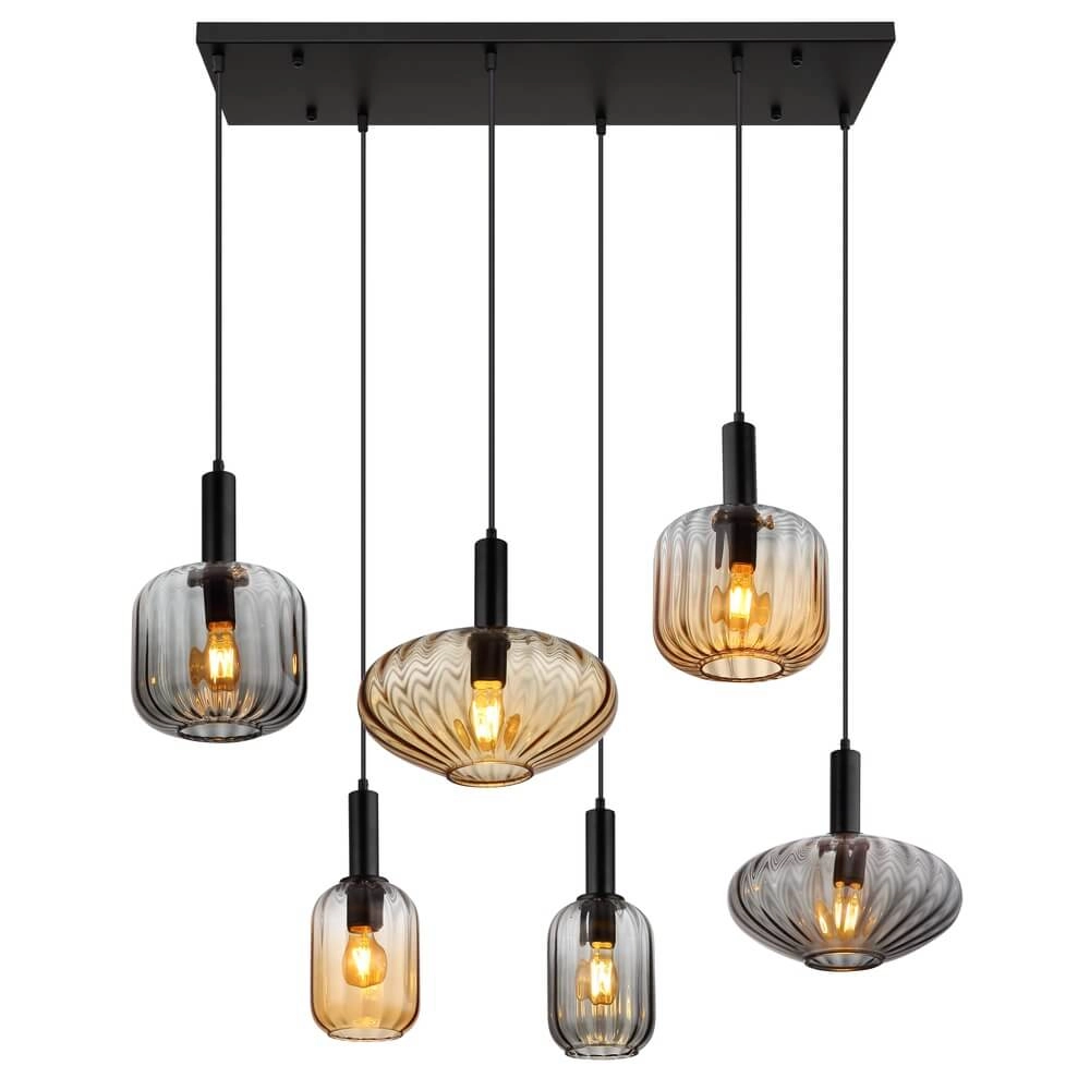 Pendelleuchte Valletta mit farbigem Glas 6-flammig Globo 9007371458868