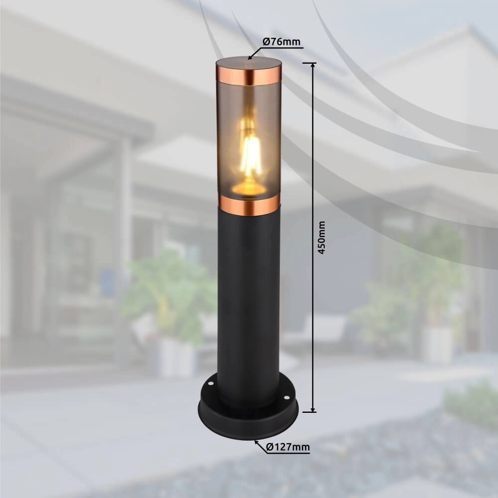 Black with red copper patio lamp Boston Globo 9007371430925