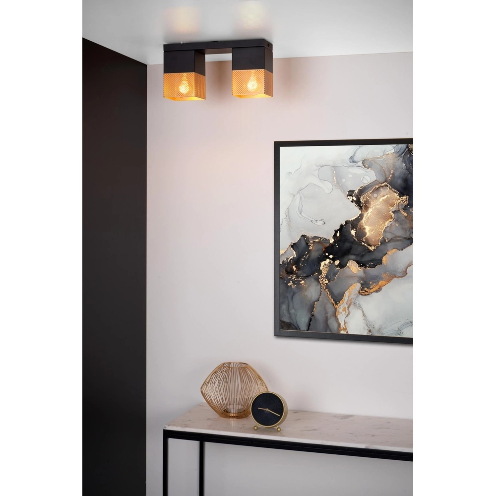 Design-Deckenlampe Renate Schwarz mit Gold Lucide 5411212211255