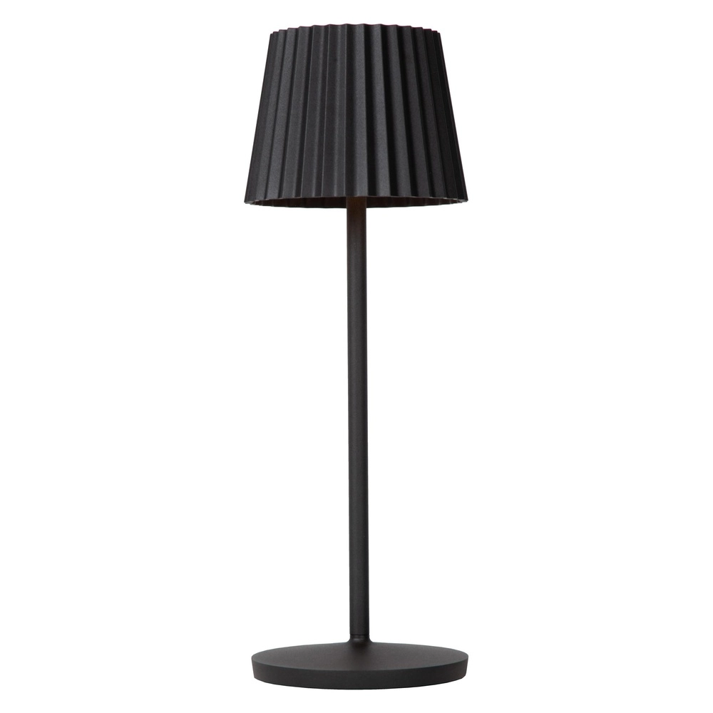 Wiederaufladbare Tischlampe Justine Schwarz mit Ladestation