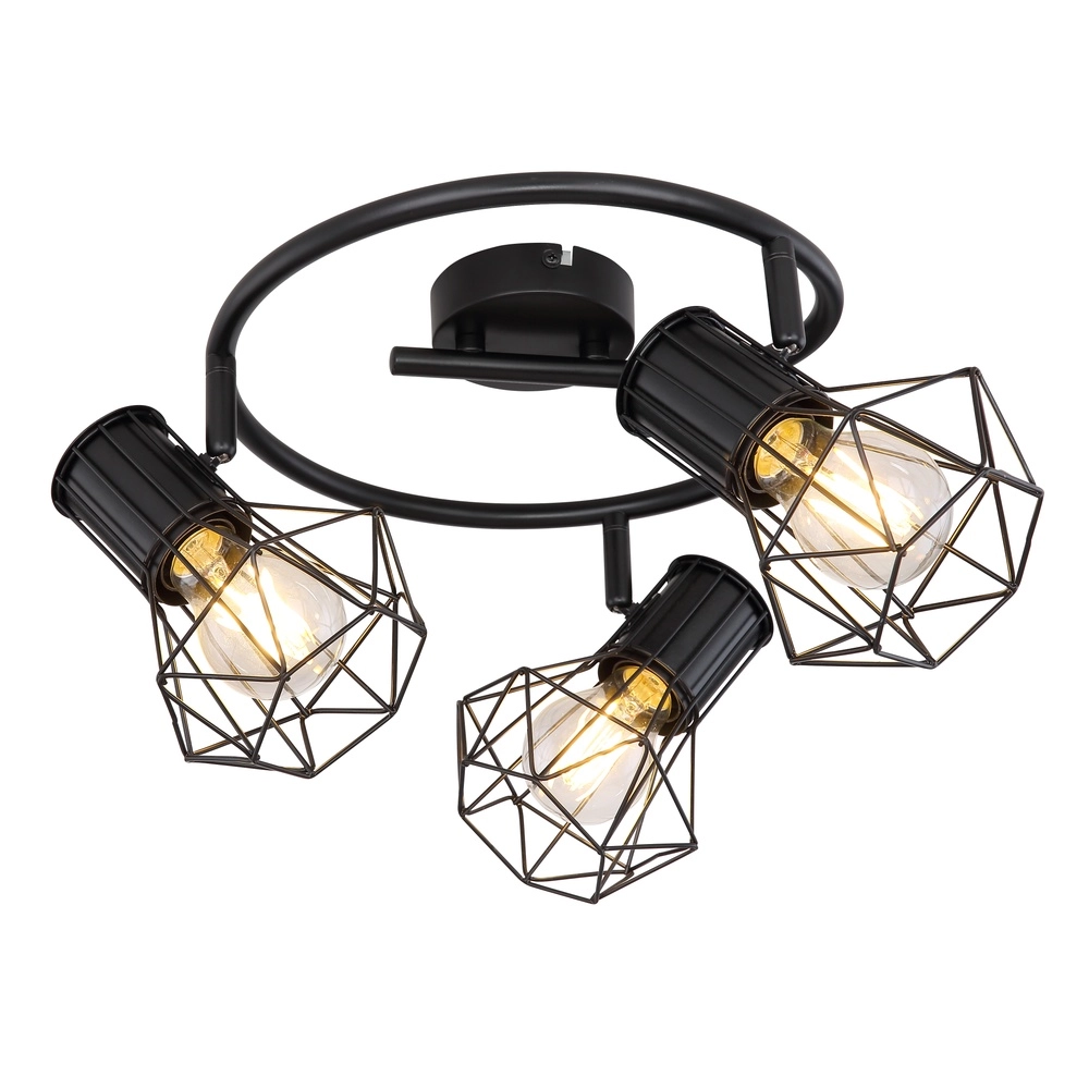 Runde Deckenlampe Priska 3-Licht Schwarz Globo 9007371403172
