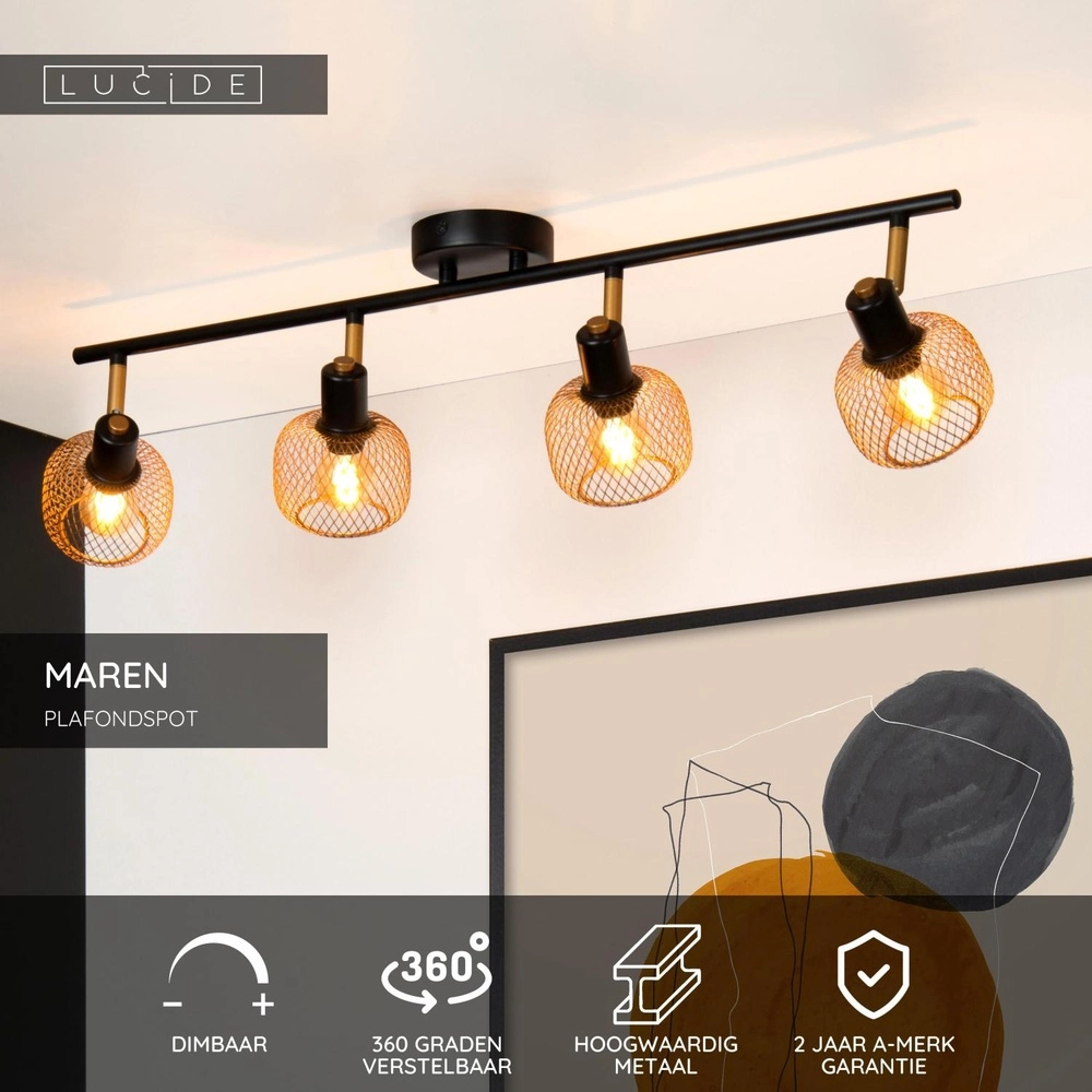 Deckenlicht Maren 4-Licht Gold Lucide 5411212771100