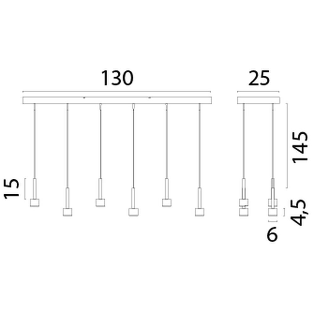 6-Licht Pendellampe Fabro LED – Schwarz Masterlight 8718121335605