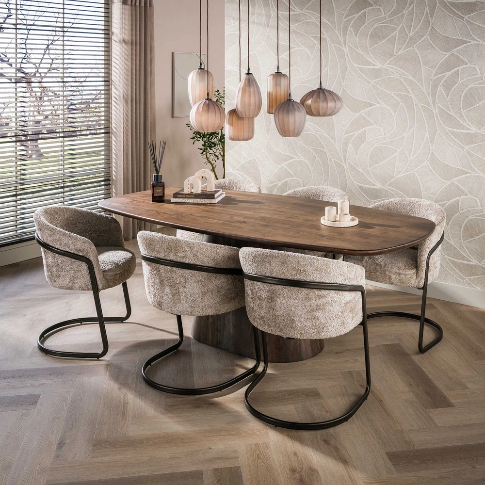7-Licht Pendellampe Altura Sienabraun mit mattiertem Glas Lyora 8716803514874