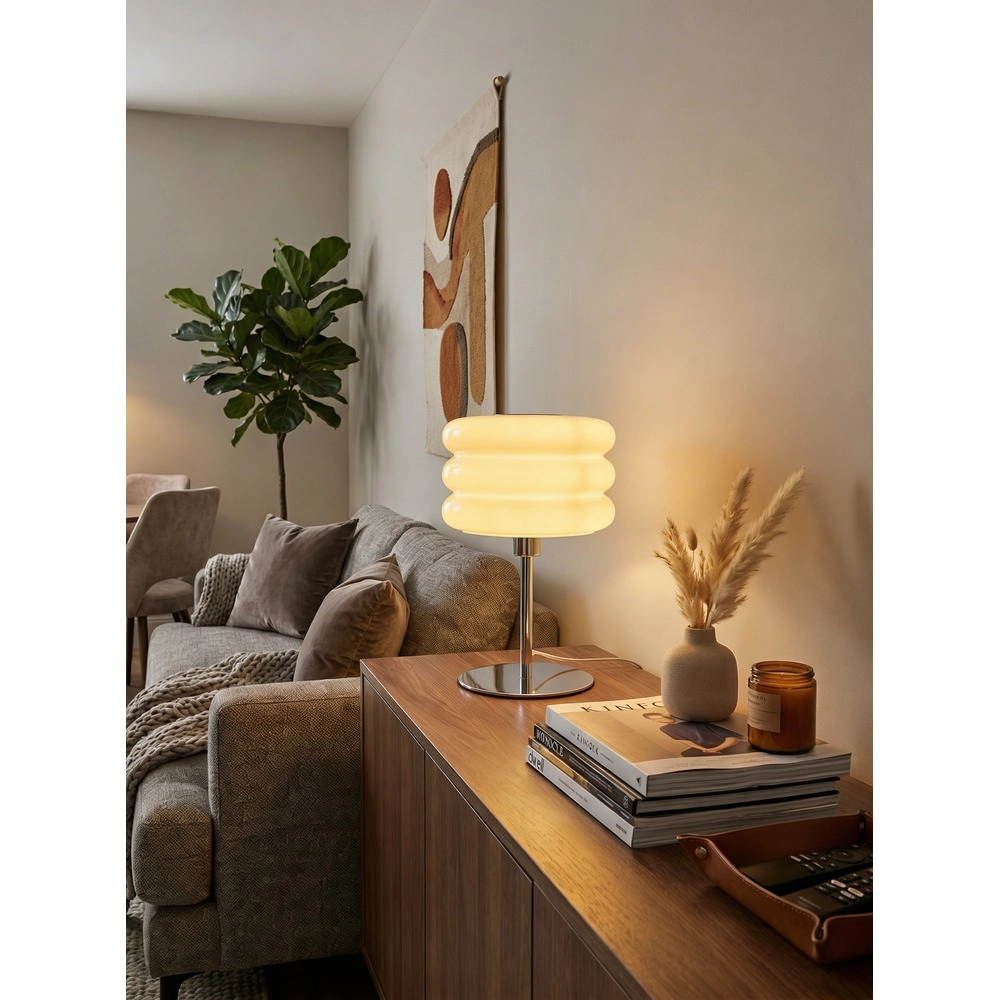 Design-Tischlampe Tortora Chrom mit weißem Ø 20 cm