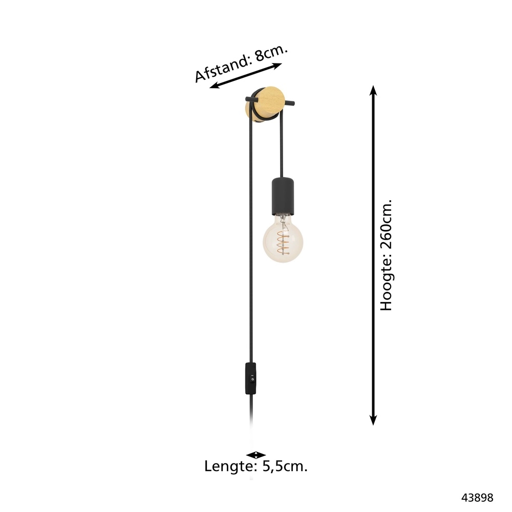 Wandlampe Buddon Holzlook mit Schalter Eglo 9002759438982