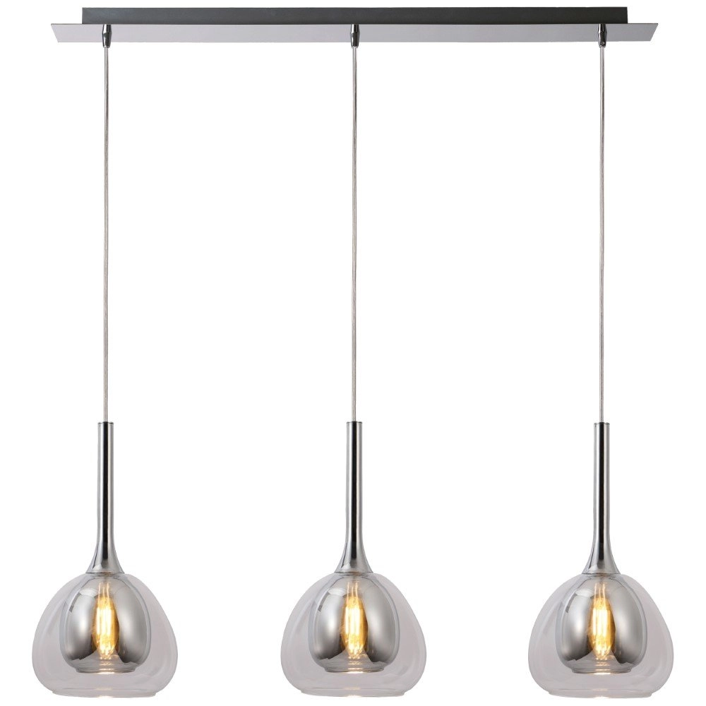 Hängeleuchte für Esszimmer Hadan Chrom mit Rauchglas Brilliant 4004353360848