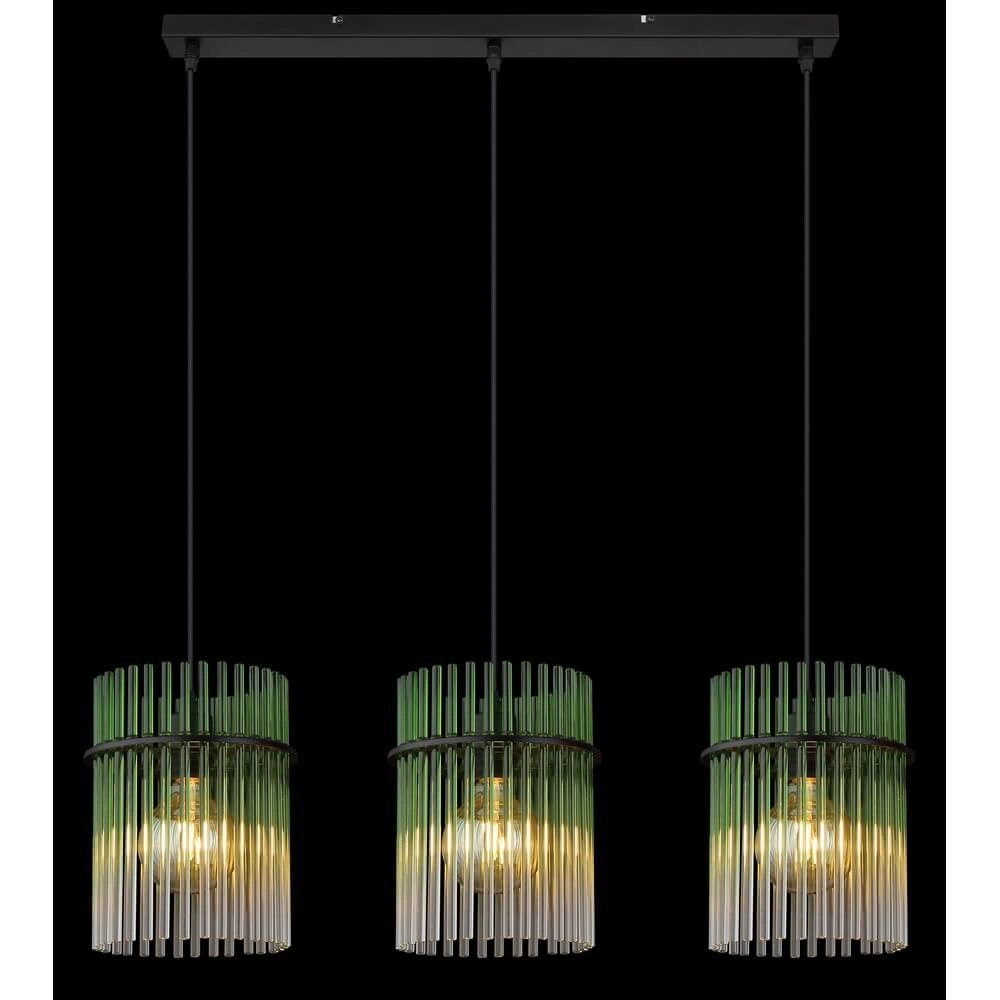 Schwarze Pendelleuchte Gorley mit grünem Glas 3-flammig Globo 9007371474974