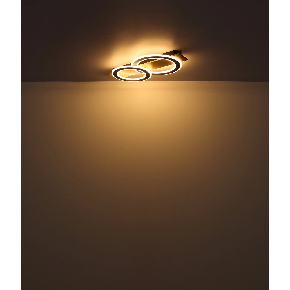 Design-Deckenlampe Jayden Schwarz mit Holz 3 Ringe Globo 9007371468409