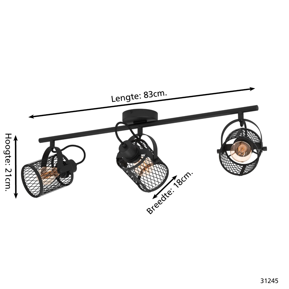 Deckenlampe Dellow 1 schwarz 3-flammig Eglo 9002759312459