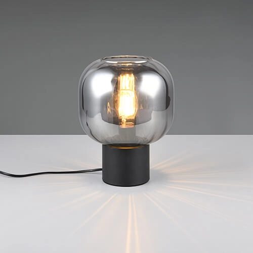 Trendige Tischlampe Diva schwarz mit Rauchglas