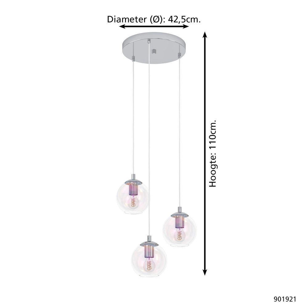 Pendelleuchte Ariscani 2 3-flammig chrom rund Eglo 9008606358106