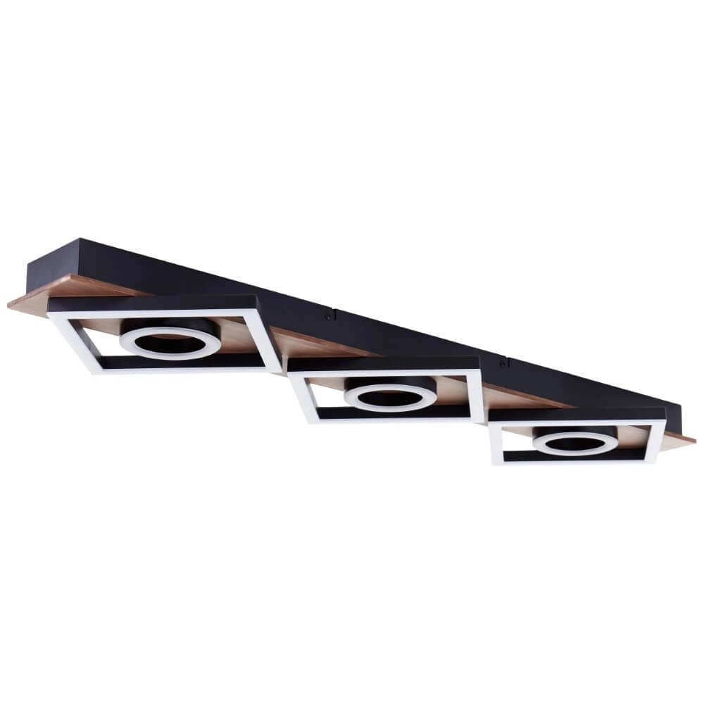 Deckenleuchte schwarz mit Holz Maureen 88cm Brilliant 4004353435263