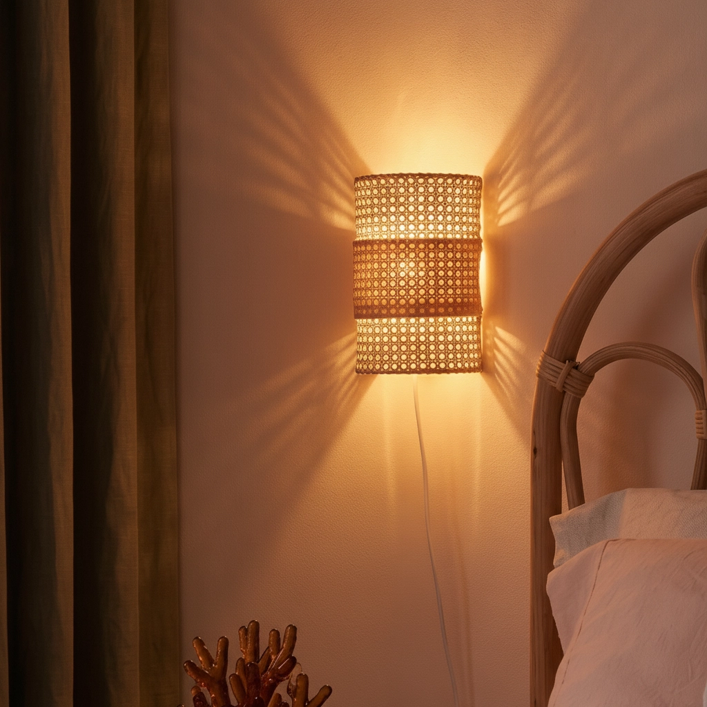 Wandleuchte Lum Rattan