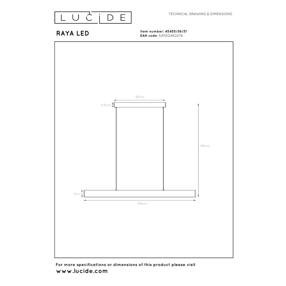 Moderne Pendellampe Raya Led Weiß Lucide 5411212452276