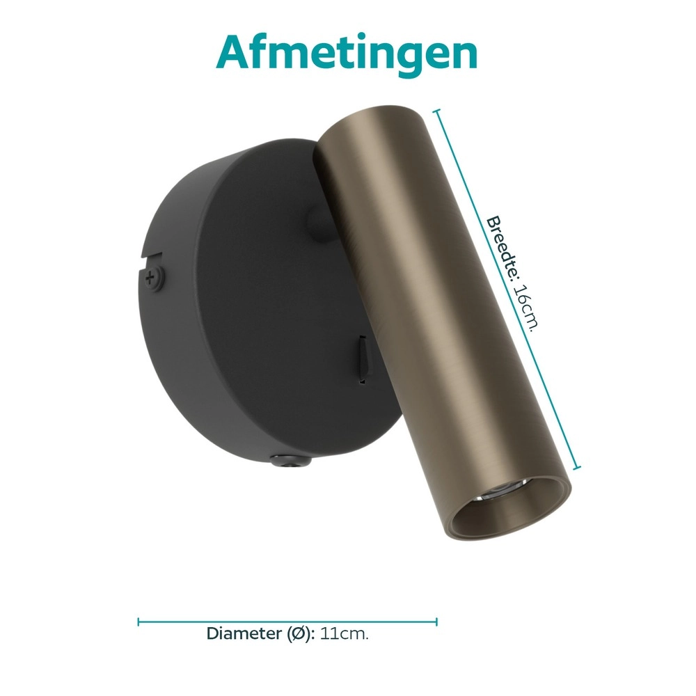 Oberflächenmontierter Spot Valproto Schwarz mit Bronze Eglo 9008606392056