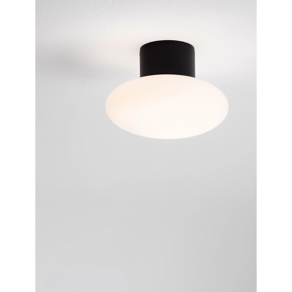 Deckenlampe Ali anthrazit mit ovalem weißem Glas